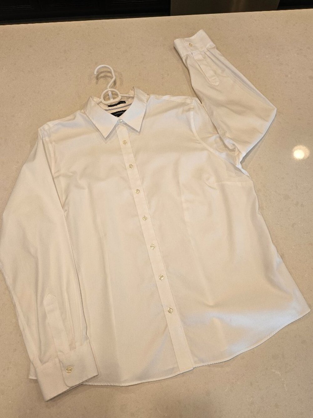 Lands' End No Iron Pinpoint Oxford Shirt - White - Size 18